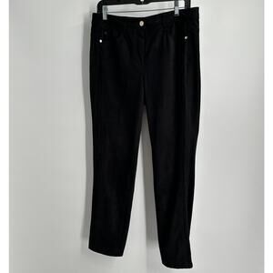 Basler Women Pants Sz 10 Black Suede Feel Straight Leg Minimalist Classic Career